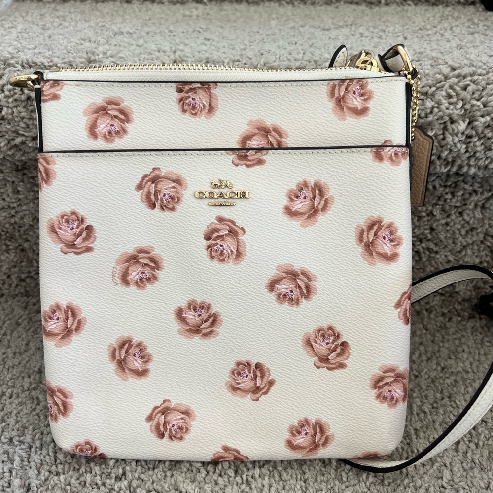 Coach Rose Pattern Crossbody Bag - Cream and roses